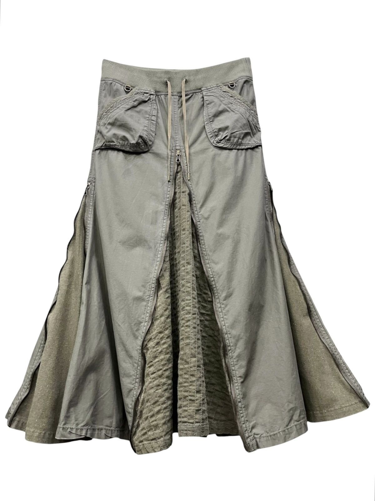 GOA Vintage GOA Multi Zipper Military Flare Maxi Skirt Size 29" - 3 Thumbnail