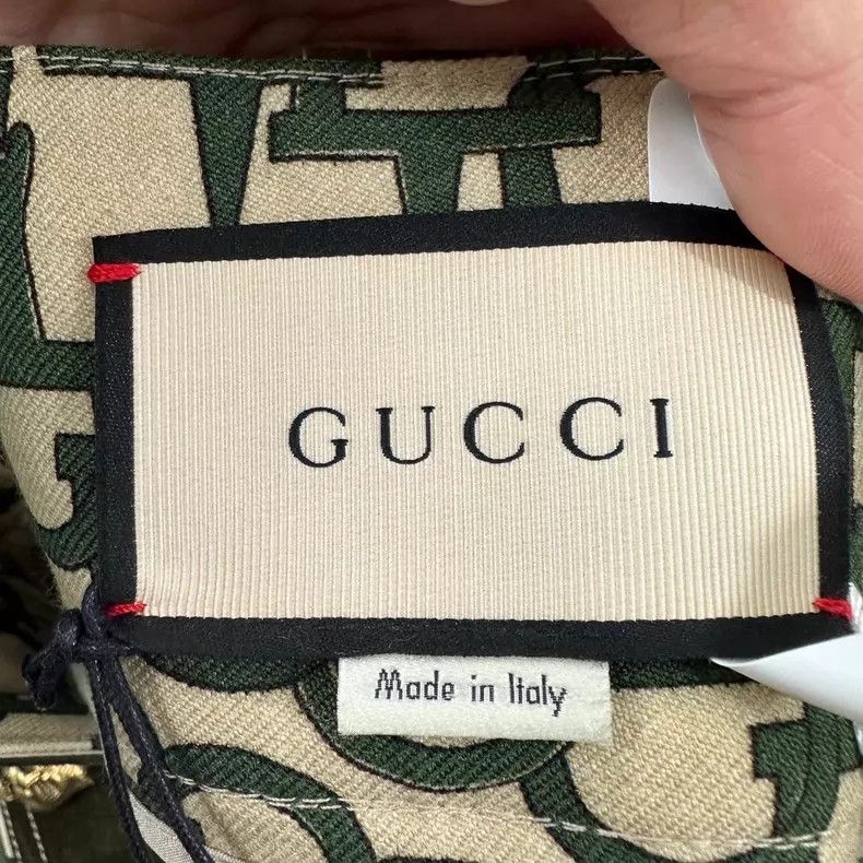 Gucci Gucci Show green wool tiger head full-print horseshoe butt Size 25" / US 0 / IT 36 - 4 Thumbnail