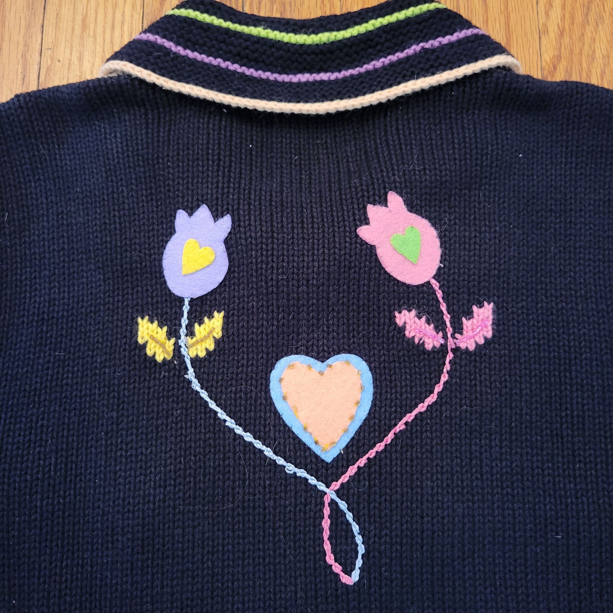 Vintage Storybook Knits Cardigan Embroidered Folk Lore Garden Full Z Size M / US 6-8 / IT 42-44 - 5 Thumbnail
