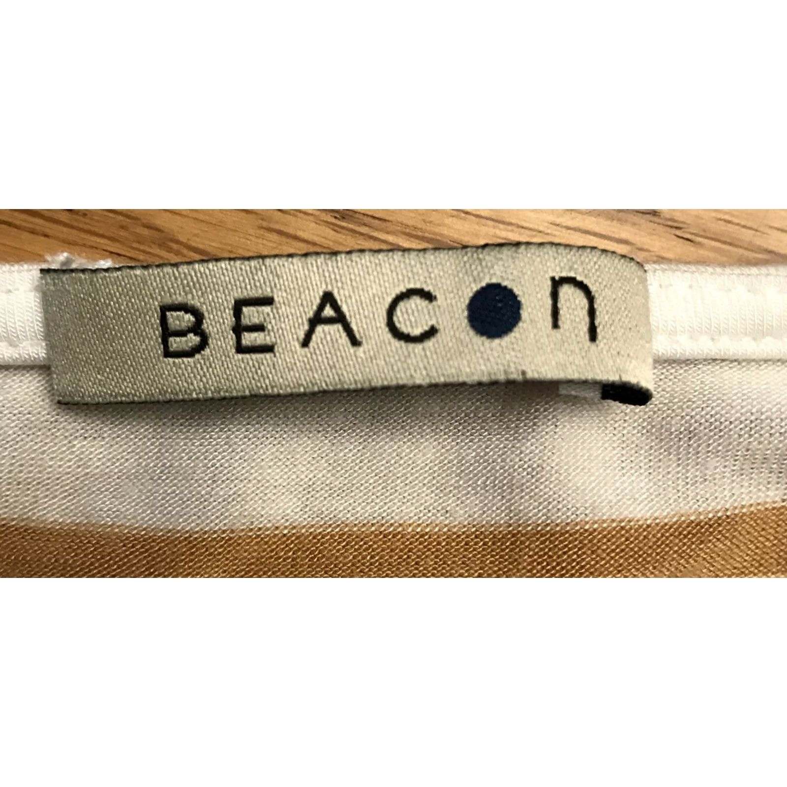 Vintage Beacon Women Top 1X 3/4 Sleeve Tan And White Striped Blouse B694 Size XL / US 12-14 / IT 48-50 - 3 Thumbnail