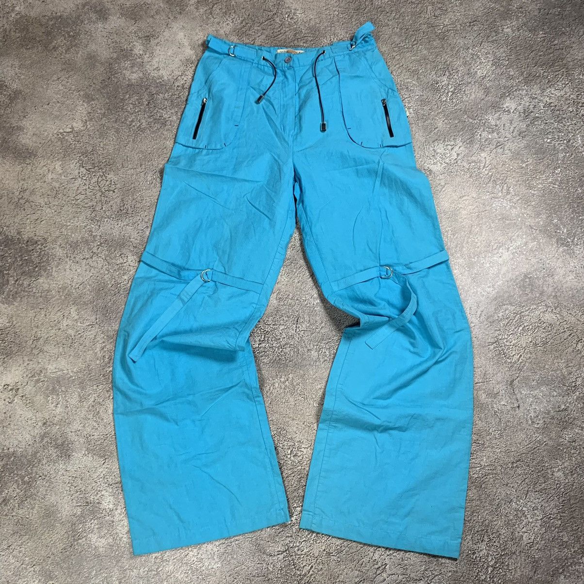 Vintage Vintage 90s Baggy Cargo Parachute Pants Bright Blue Y2K 30 Size 30" / US 8 / IT 44 - 2 Thumbnail
