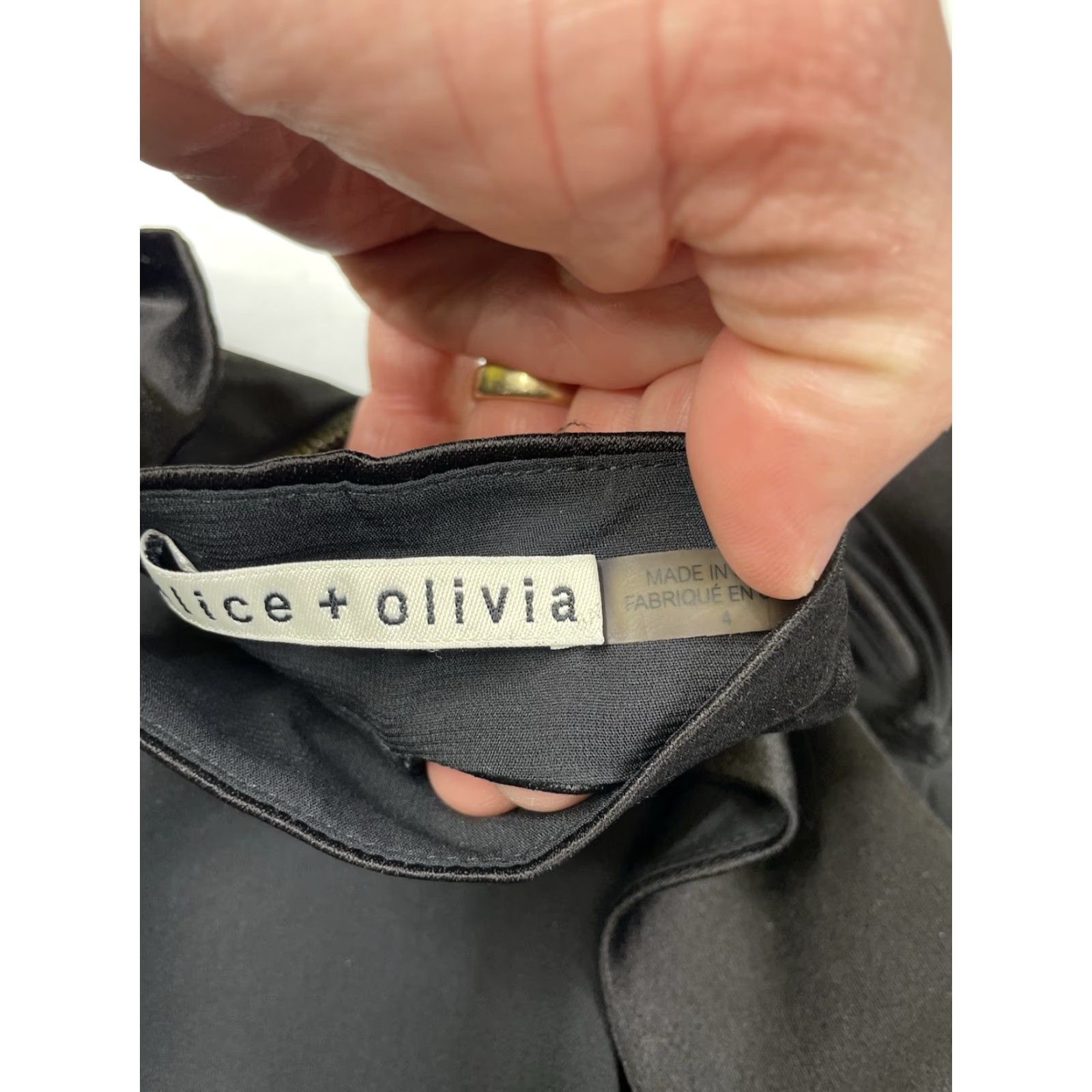 Alice + Olivia Alice + Olivia Rosaline High Neck Satin Ruffle Cold Shoulder Pleated Romper 4 Black Women Romper Satin Ruffle High Neck Pleated Cold Shoulder 4 Womens Size 27" / US 4 / IT 40 - 4 Thumbnail