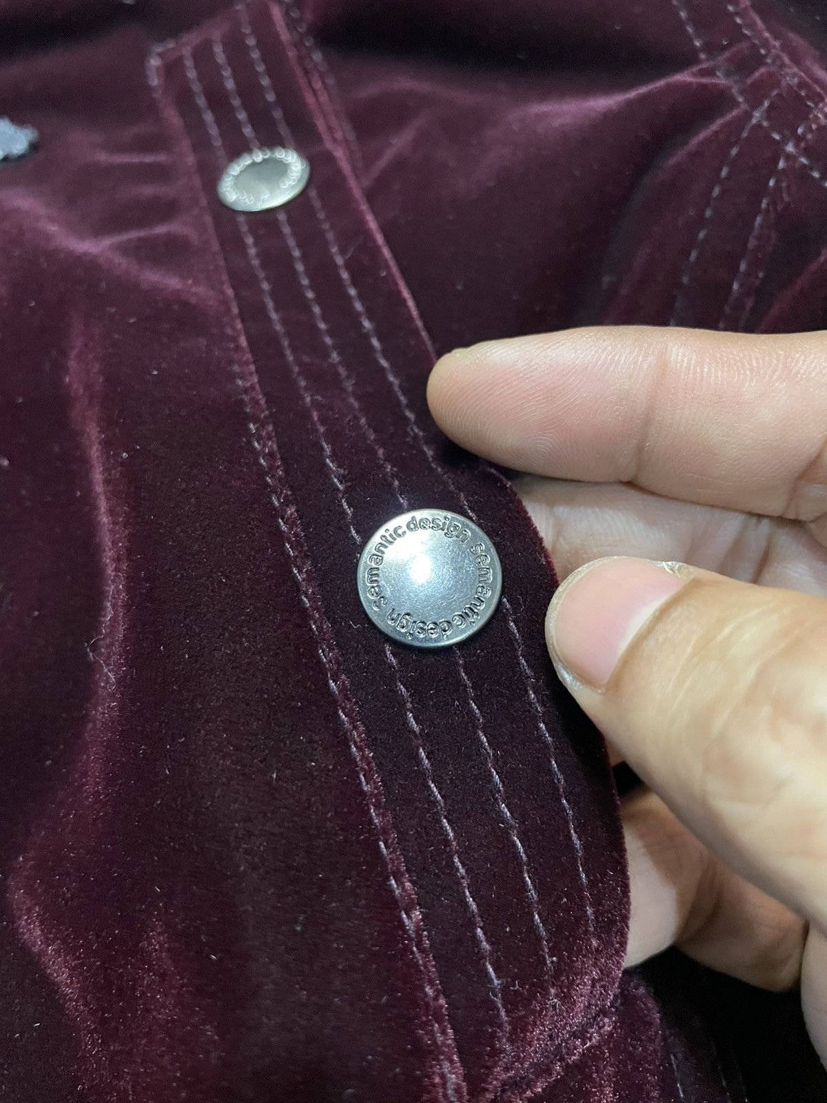 Japanese Brand Semantic Design Red Velour/Velvet Cargo Jacket Size US M / EU 48-50 / 2 - 8 Thumbnail