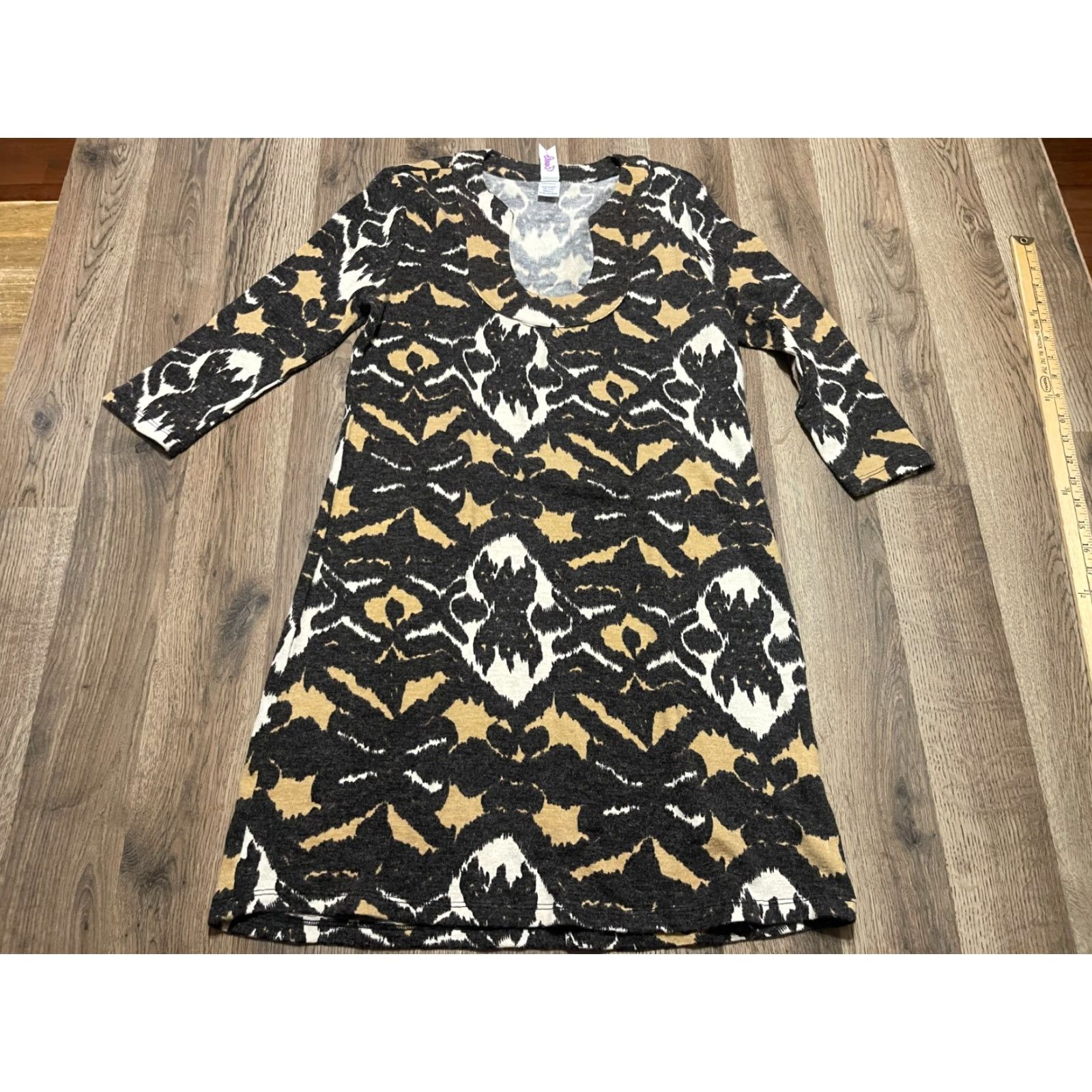Vintage Emmelee Shirt, Women’s Size Small, V-Neck, Long Sleeve, Brown Black White, Casual, Shirt, Womens Size S / US 4 / IT 40 - 2 Thumbnail
