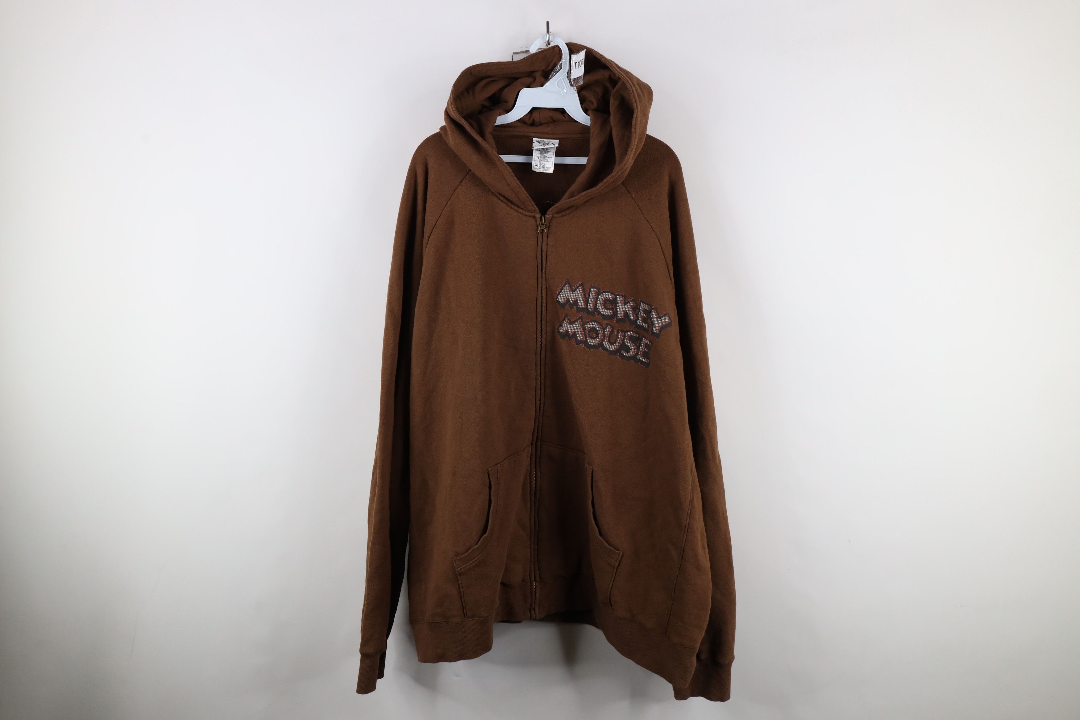 Disney × Vintage Vintage Disney Spell Out Mickey Mouse Full Zip Hoodie Brown Size US XXL / EU 58 / 5 - 1 Thumbnail
