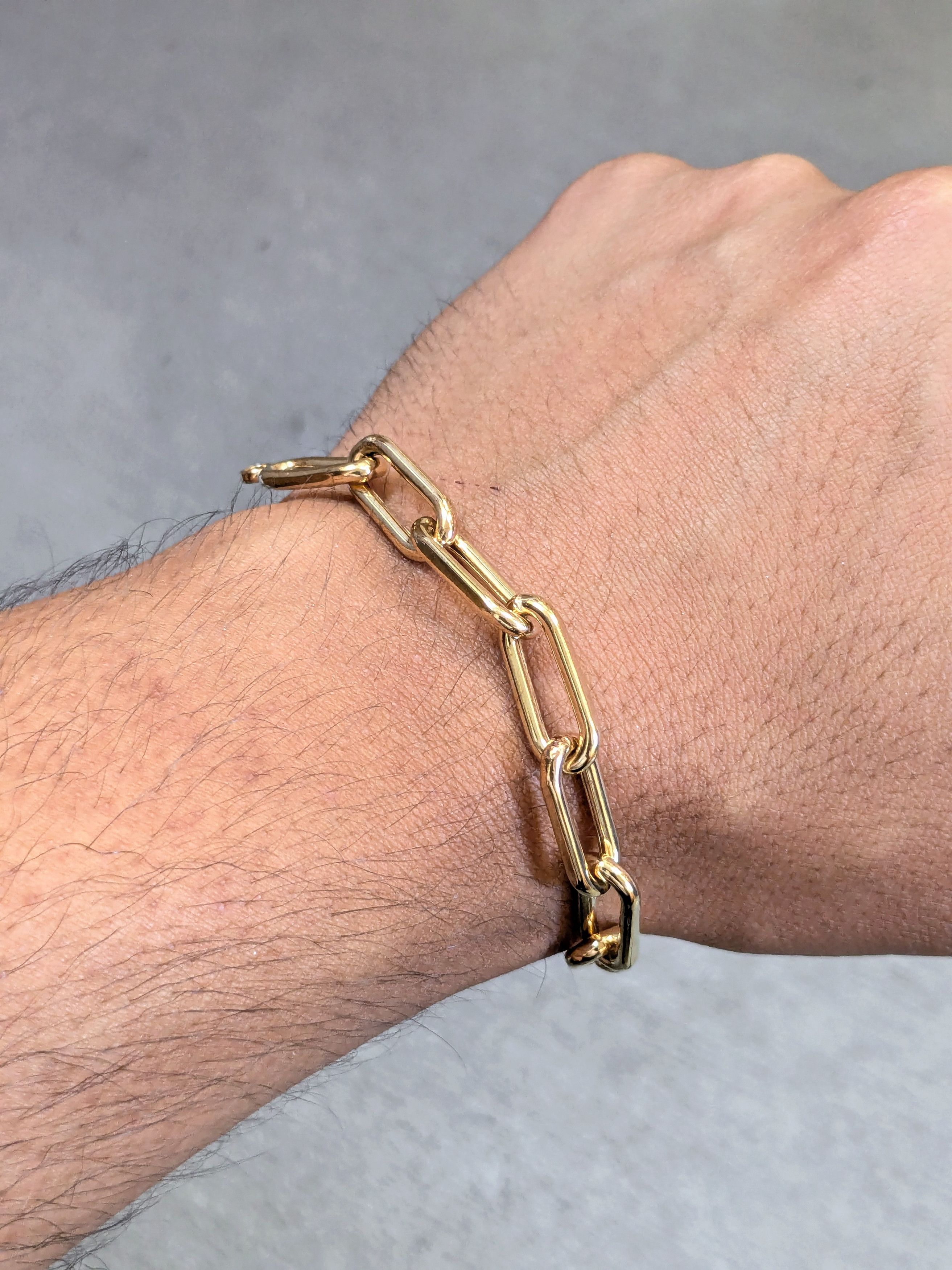 Jewelry Vintage Sterling Silver Paperclip Bracelet Gold Vermeil 7" Size ONE SIZE - 10 Thumbnail