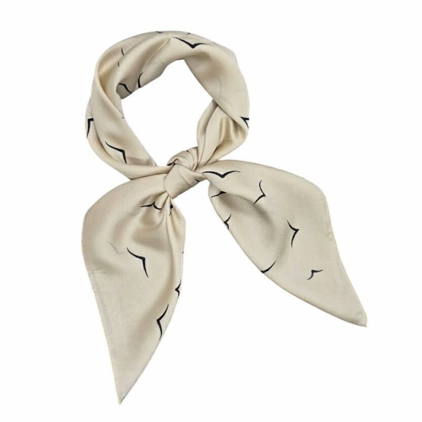 Other ⭐Soft Cream Silky Square Scarf Bird Print Luxury Bandana Ve Size ONE SIZE - 2 Thumbnail