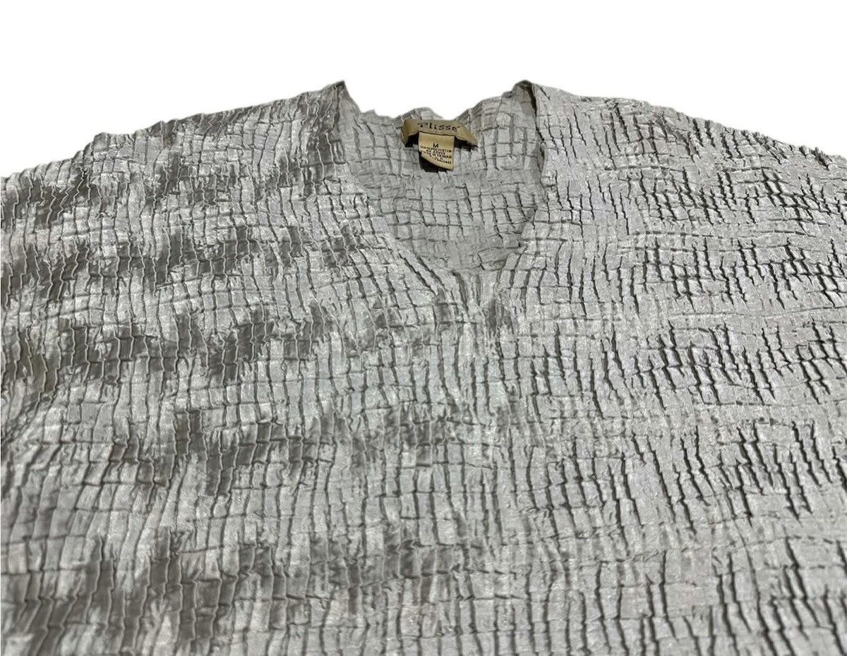Issey Miyake × Japanese Brand × Pleats Please Issey Miyake 🔥Rare Vintage Plisse Pleated Shirt Metallic Silver Size US M / EU 48-50 / 2 - 3 Thumbnail