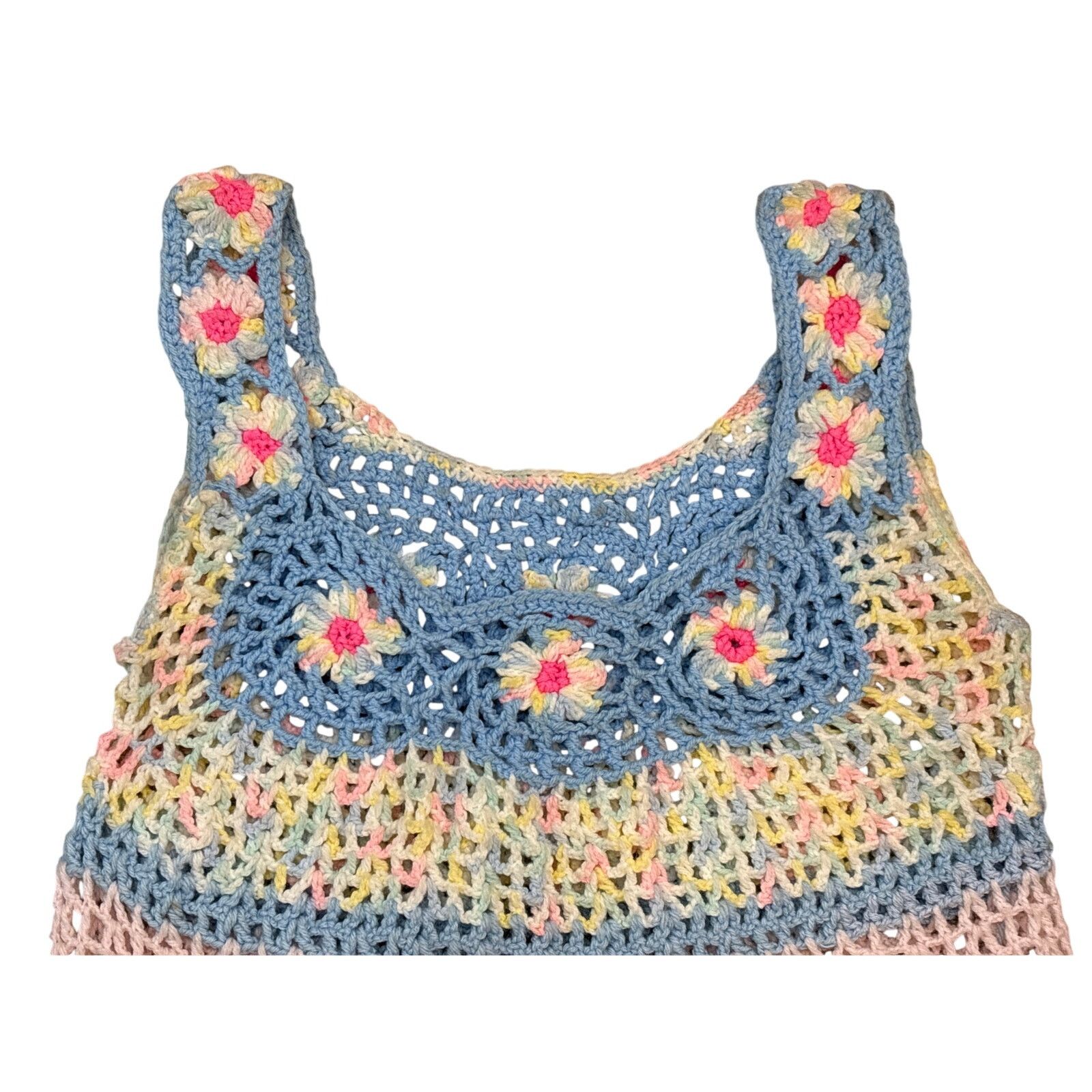 Handmade Handmade open Knit crochet cottage core floral boho tank top Size S / US 4 / IT 40 - 2 Thumbnail