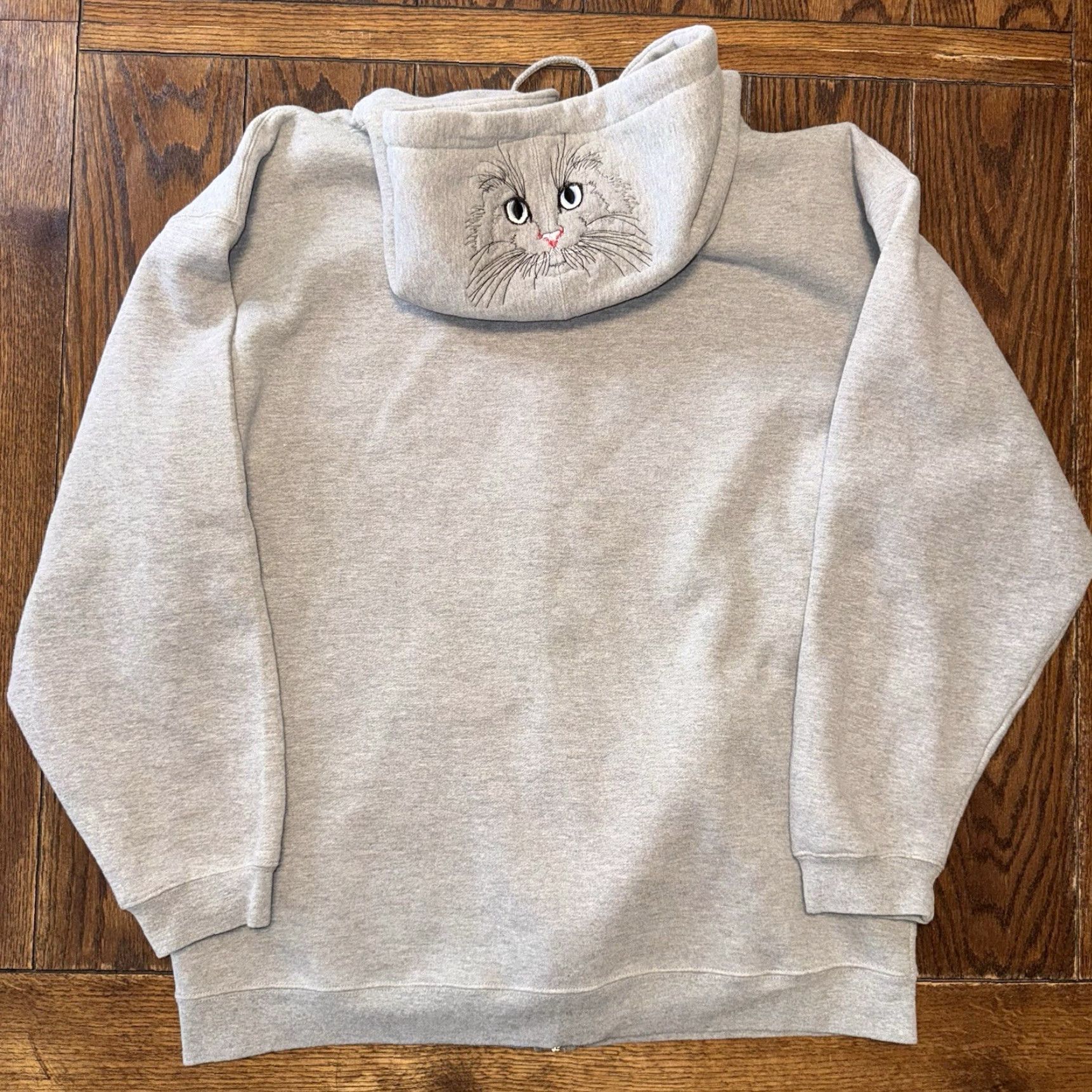 Vintage Vintage Cats Hoodie Size XXL Gray Full Zip Embroidered Cat Kitten Whiskers Size XXL / US 16-18 / IT 52-54 - 7 Thumbnail