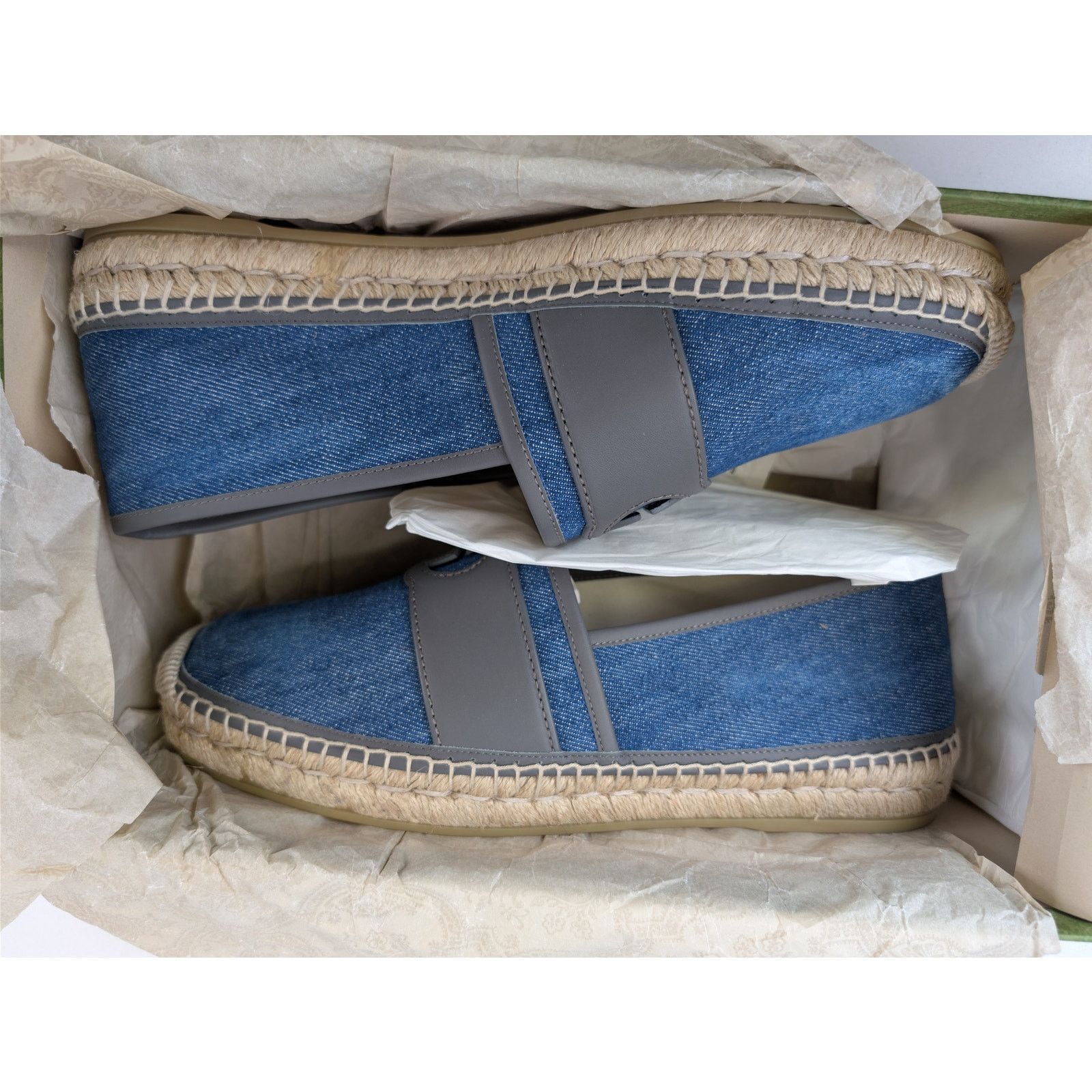 Gucci o1rshd1 espadrilles Tank Denim Softy Loafers Shoe boots Blue Size US 11.5 / EU 44-45 - 17 Thumbnail