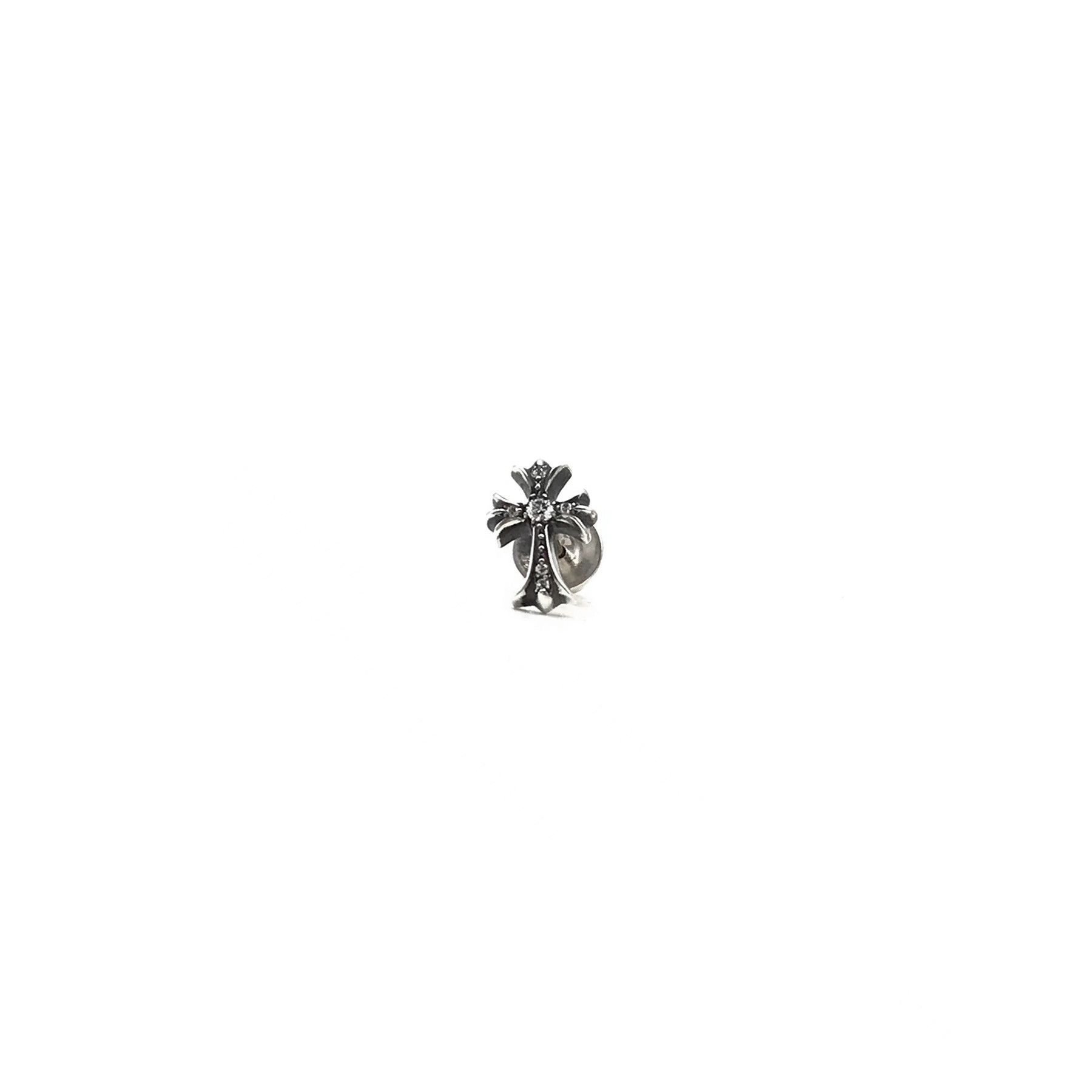 Chrome Hearts Chrome Hearts Silver Diamonds Cross Earring Stud Size ONE SIZE - 1 Thumbnail