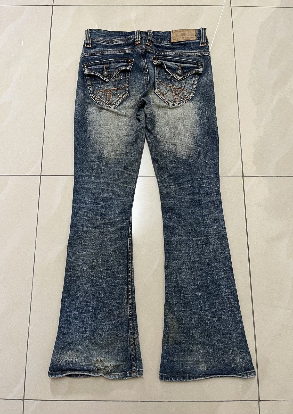 If Six Was Nine Flare Jeans Jessy Logan faded distressed low rise mud rusty Size US 30 / EU 46 - 10 Thumbnail