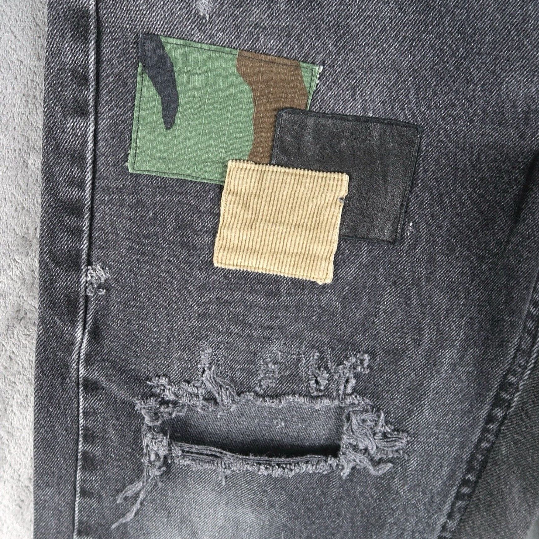 J Brand Vintage Heart Force Brand Distressed Black Denim Jeans Unisex Adults Medium 32 Straight Leg Patches 90s Retro Size US 32 / EU 48 - 6 Thumbnail