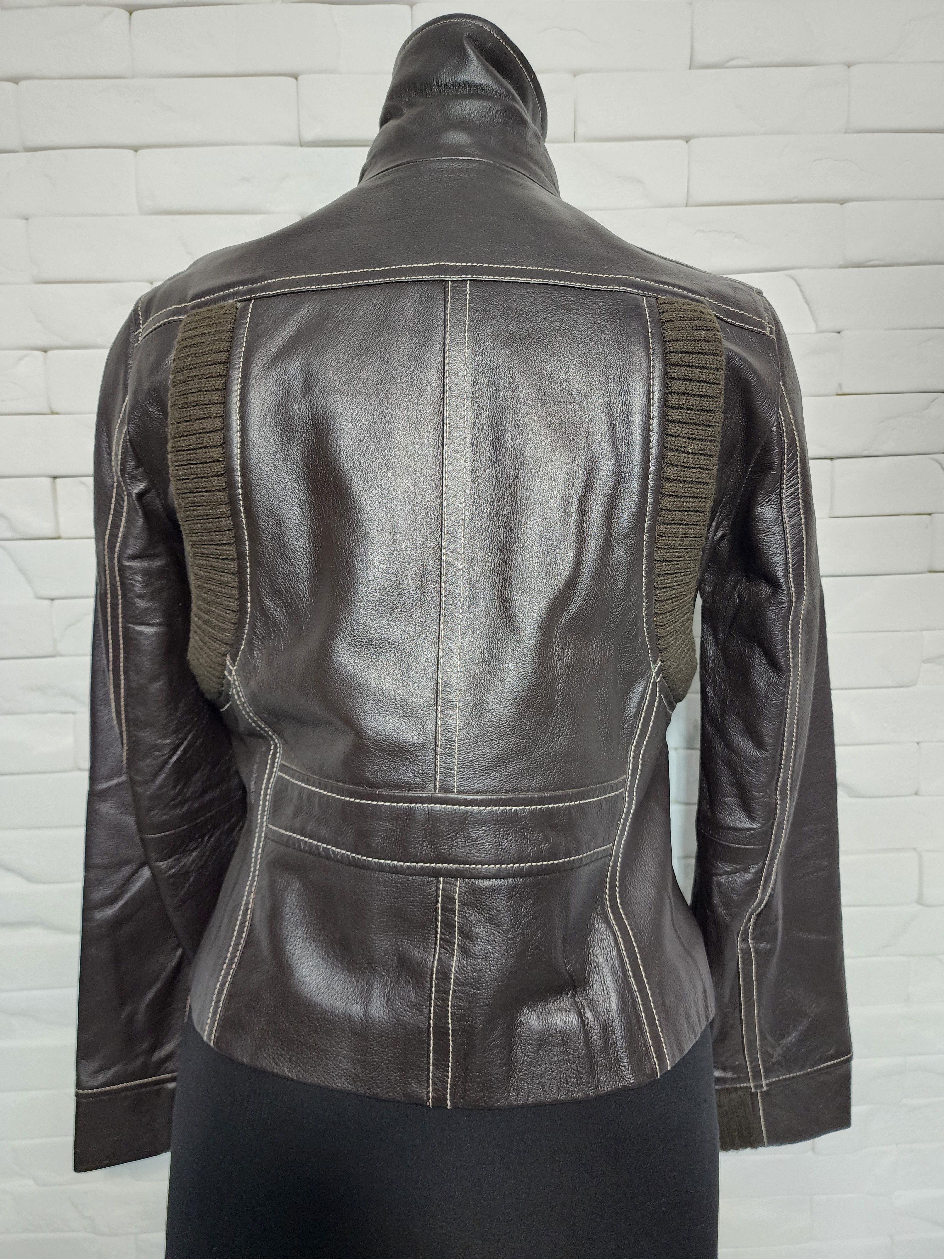 Genuine Leather Brown Leather Jacket: Women's Zip-Up Moto Style Size M / US 6-8 / IT 42-44 - 5 Thumbnail