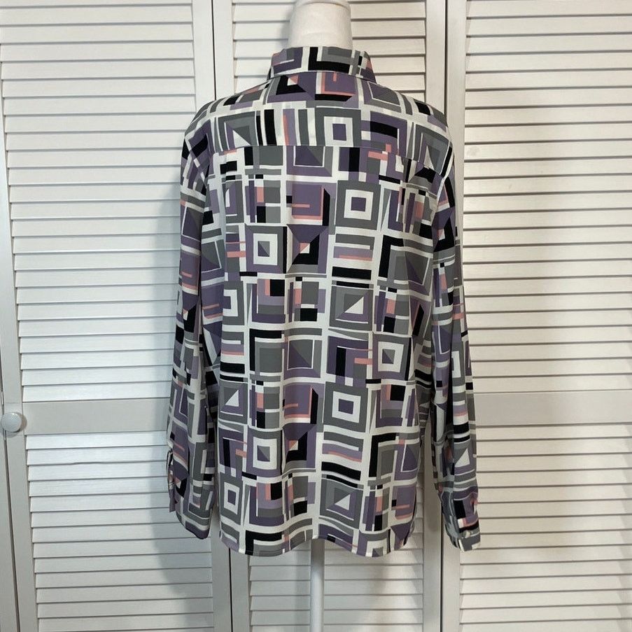Other Alfred Dunner Vintage Retro Pastels Collared Blouse Women 14 Size XL / US 12-14 / IT 48-50 - 2 Thumbnail