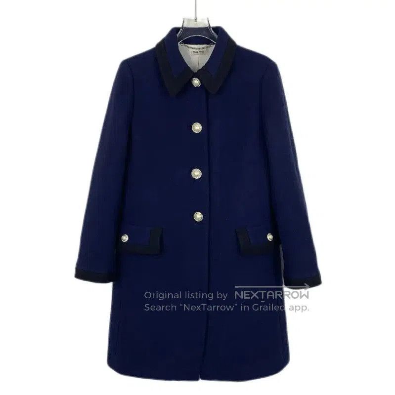 Miu Miu Women's Wool Navy Blue Coat .