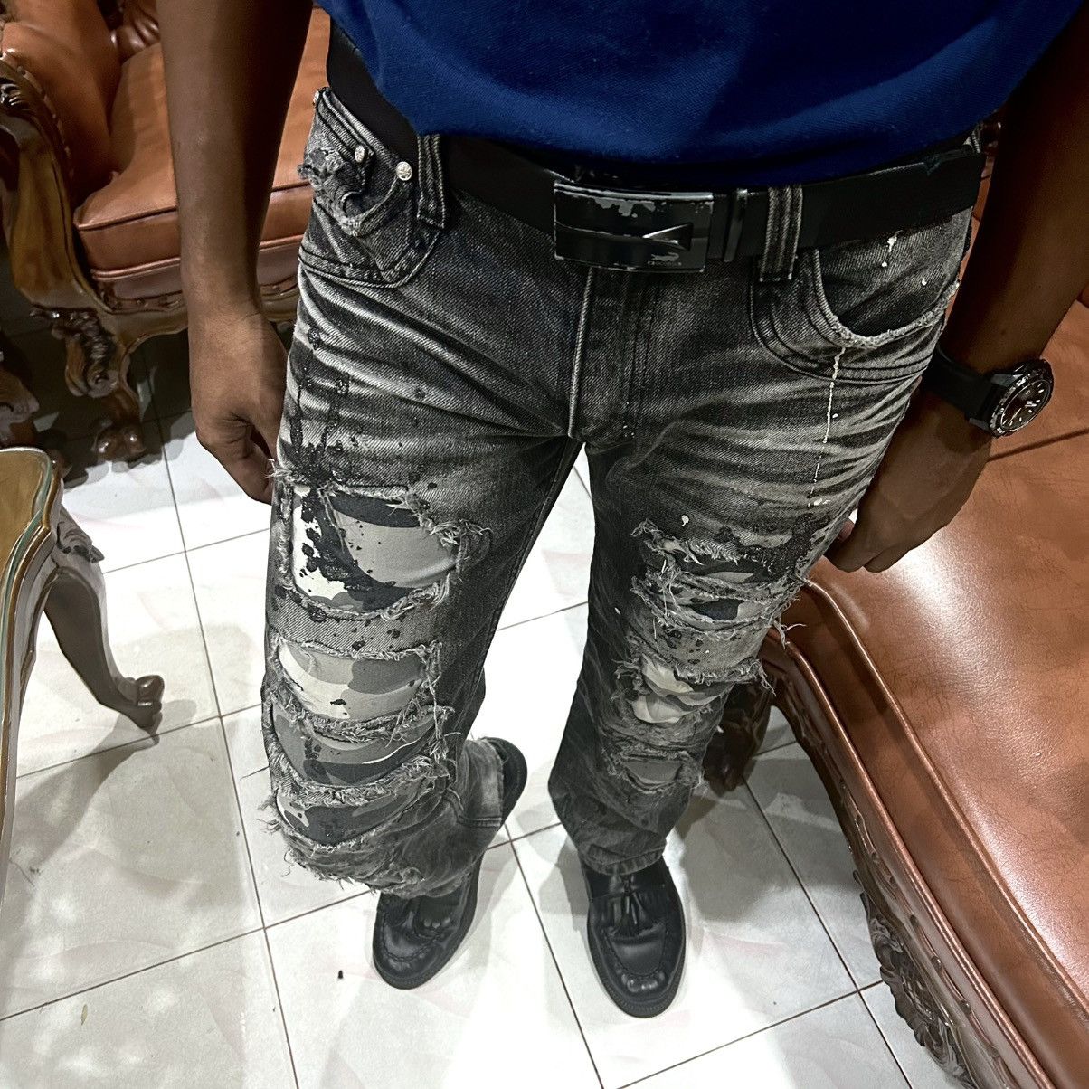 Japanese Brand Lagust Crazydistressed Denim Pants Size US 32 / EU 48 - 1 Thumbnail