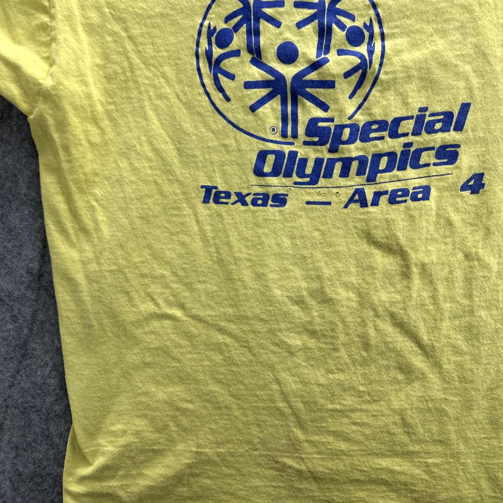 Fruit Of The Loom VINTAGE Special Olympics T-Shirt Mens Large Yellow 90s Fruit of the Loom Texas Area 4 Sports Size US L / EU 52-54 / 3 - 5 Thumbnail