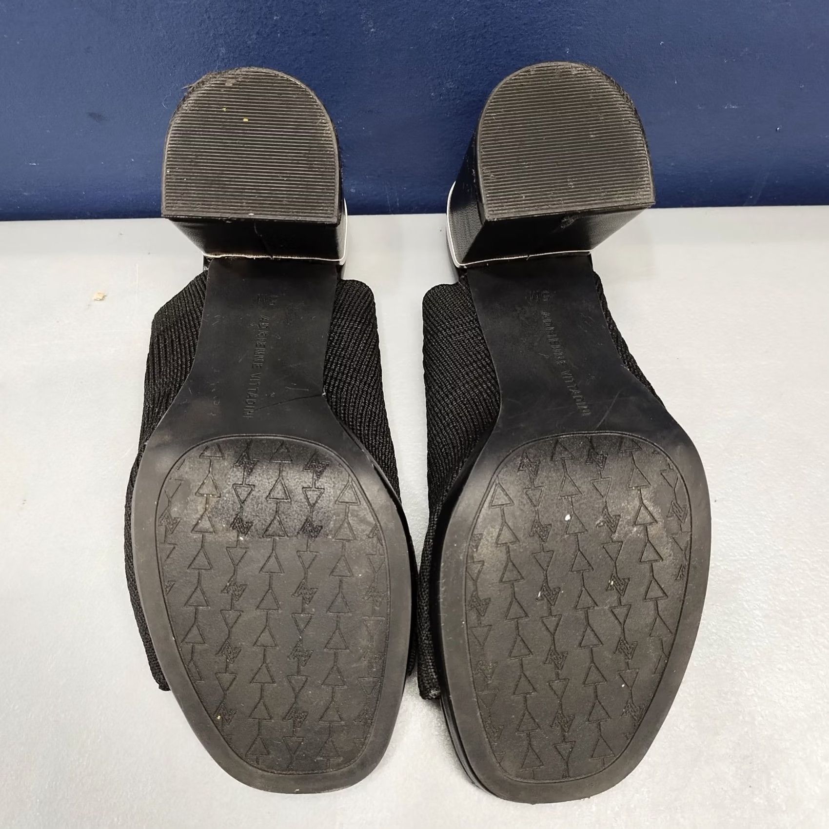 Vintage Adrienne Vittadini Aimie Heeled Slide Sandals Womens Size 5M Black Stretch Knit Size US 5 / IT 35 - 7 Thumbnail