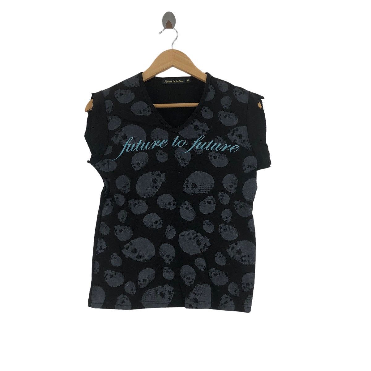 Vintage FUTURE TO FUTURE Skull Bones Punk Over Print Tank Top Tee Size S / US 4 / IT 40 - 1 Thumbnail