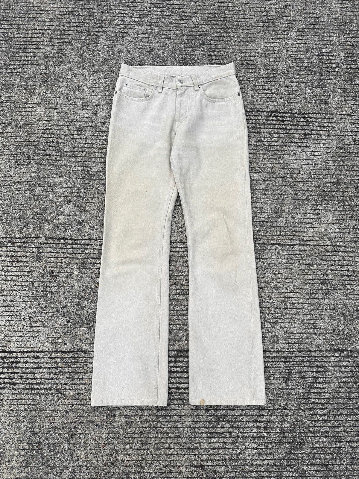 Helmut Lang Helmut Lang Low Waist Boot Cut Cream Denim Size US 27 - 1 Thumbnail