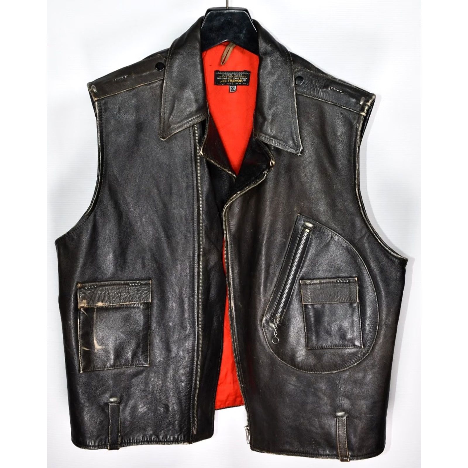 Lee VINTAGE LEE TREVOR Leather Vest Jacket Men's 2XL Black Leather Biker Vest Casual Shirt? Size US XXL / EU 58 / 5 - 3 Thumbnail