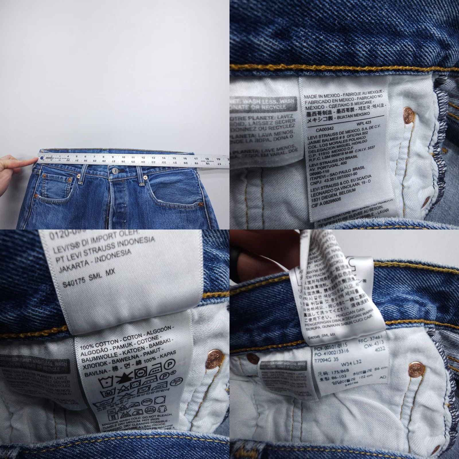 Levi's Levi's 501 Straight Button Fly Jeans Mens 34 x 32 (30" Inseam) Faded Blue Denim Size US 34 / EU 50 - 8 Thumbnail