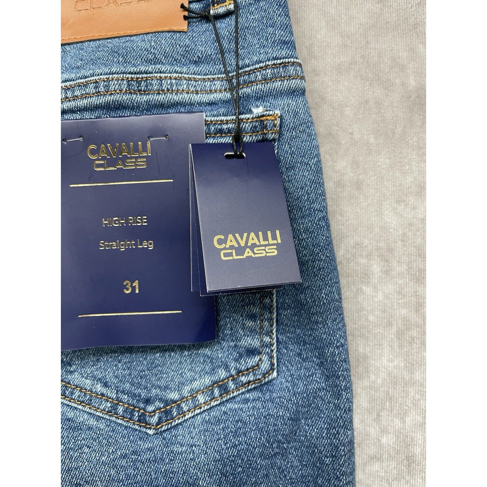 Cavalli Class NWT Cavalli Class Denim Jeans Straight Leg High Rise Blue St Size US 31 - 7 Thumbnail