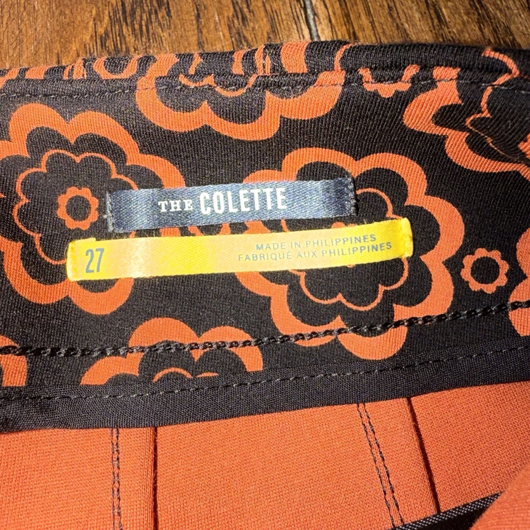 Anthropologie VINTAGE Anthropologie Maeve The Colette Pants Wide-Leg Black Orange Motif Size 27 New Size 27" / US 4 / IT 40 - 6 Thumbnail