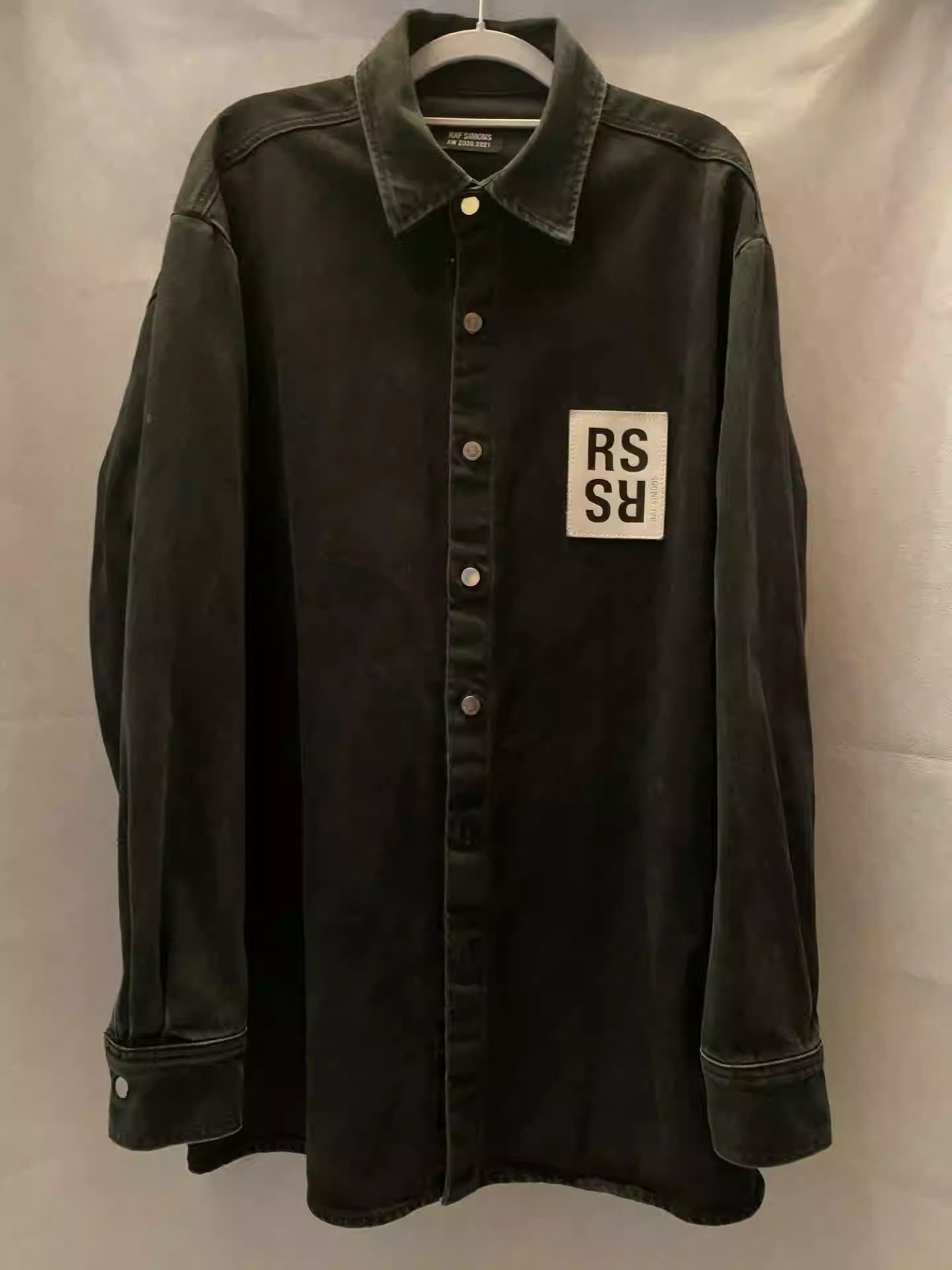 Raf Simons Raf simons 20AW white leather tag black denim jacket Size US L / EU 52-54 / 3 - 1 Thumbnail