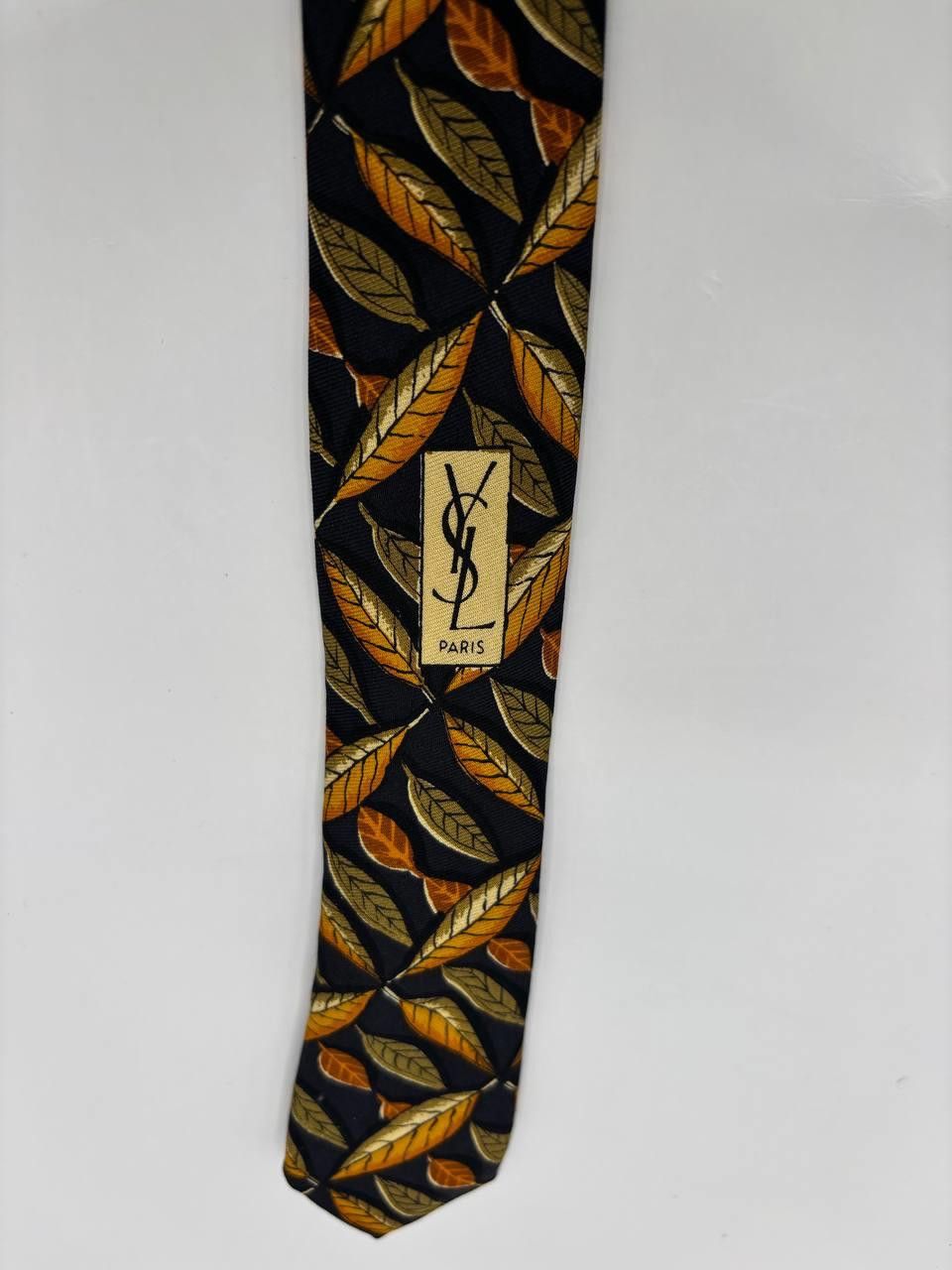 Yves Saint Laurent Vintage Yves Saint Laurent Silk Tie | Navy Autumn Leaf Italy Size ONE SIZE - 4 Thumbnail