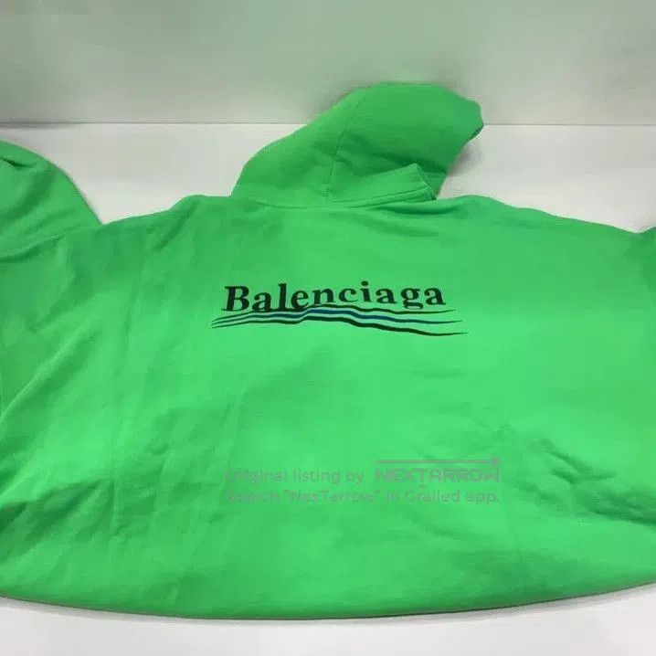 Balenciaga Balenciaga Logo Print Hooded Sweatshirt in Green. Size US M / EU 48-50 / 2 - 2 Thumbnail