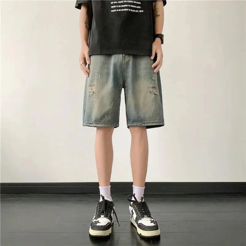 Japanese Brand Retro straight distressed shorts y2k Size US 32 / EU 48 - 6 Thumbnail