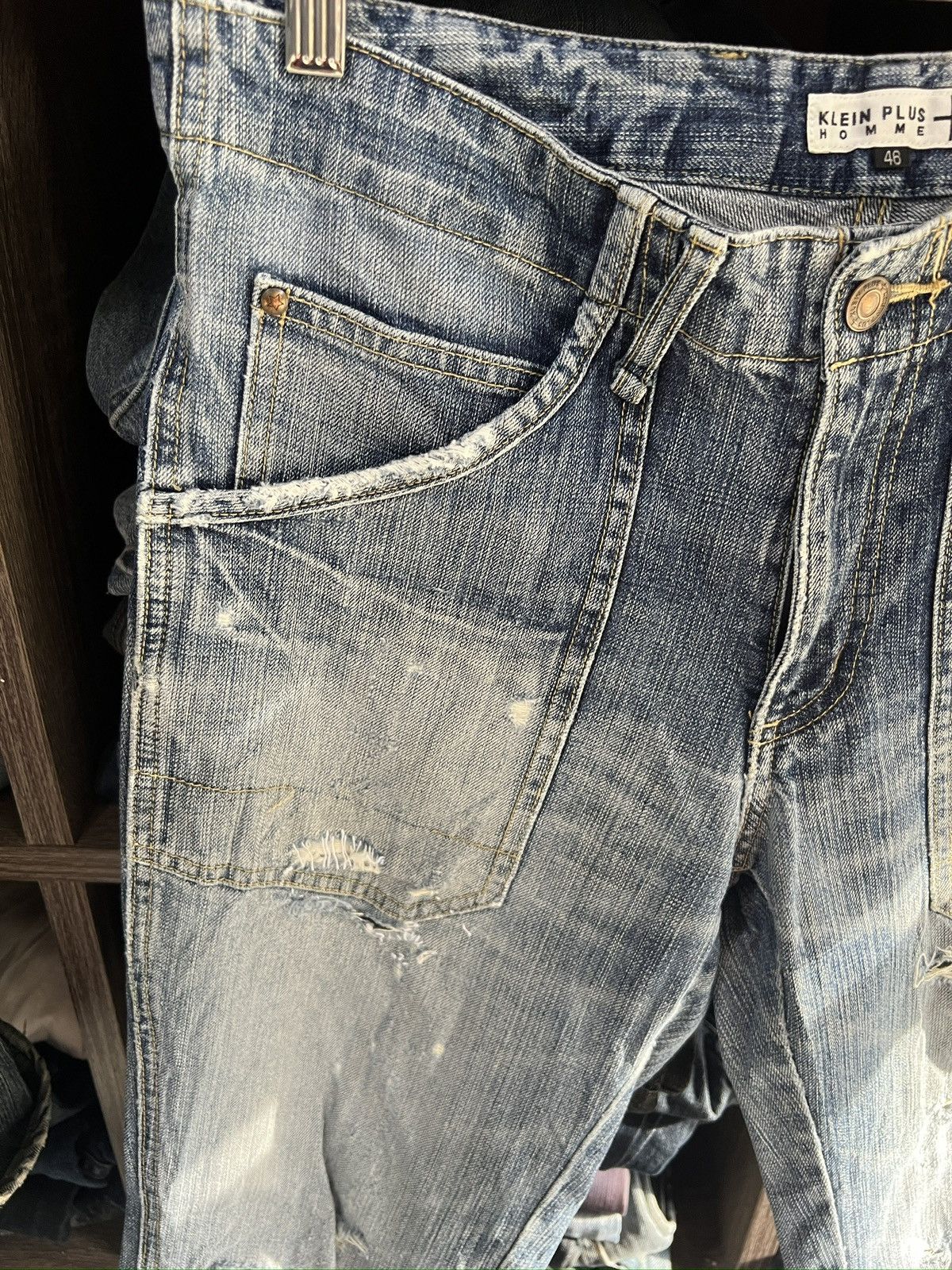 Michel Klein 🔥Klein Plus Homme Distressed Denim With Buckle Back Size US 33 - 9 Thumbnail