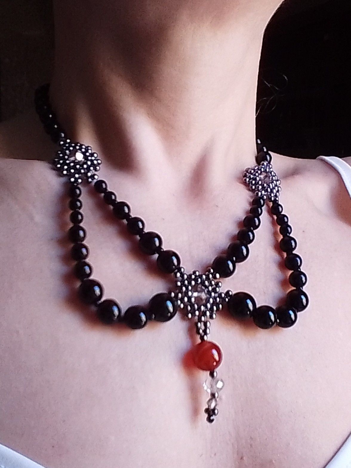 Other Necklace Black Gothic Middle-age with carnelian gemstone Size ONE SIZE - 9 Thumbnail