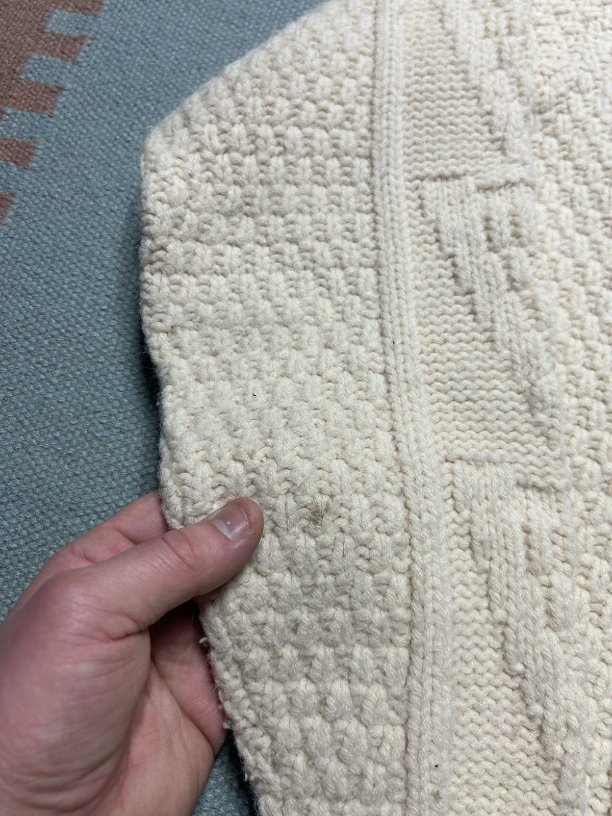 Vintage Vtg 70s Alps Kilkenny wool sweater cable knit cream large Size US L / EU 52-54 / 3 - 6 Thumbnail
