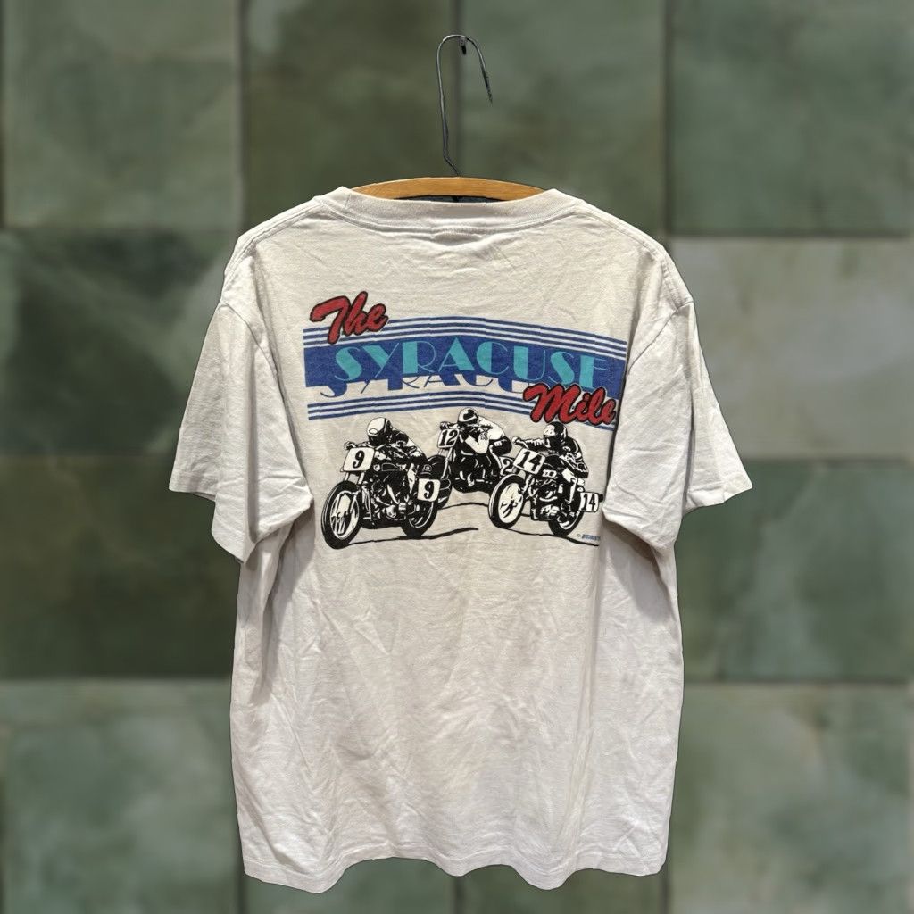 Camel VINTAGE Syracuse Mile Flat Track Racing Motorcycle Tee XL Gray Camel Pro Shirt 1980s Men’s Mens Size US XL / EU 56 / 4 - 1 Thumbnail