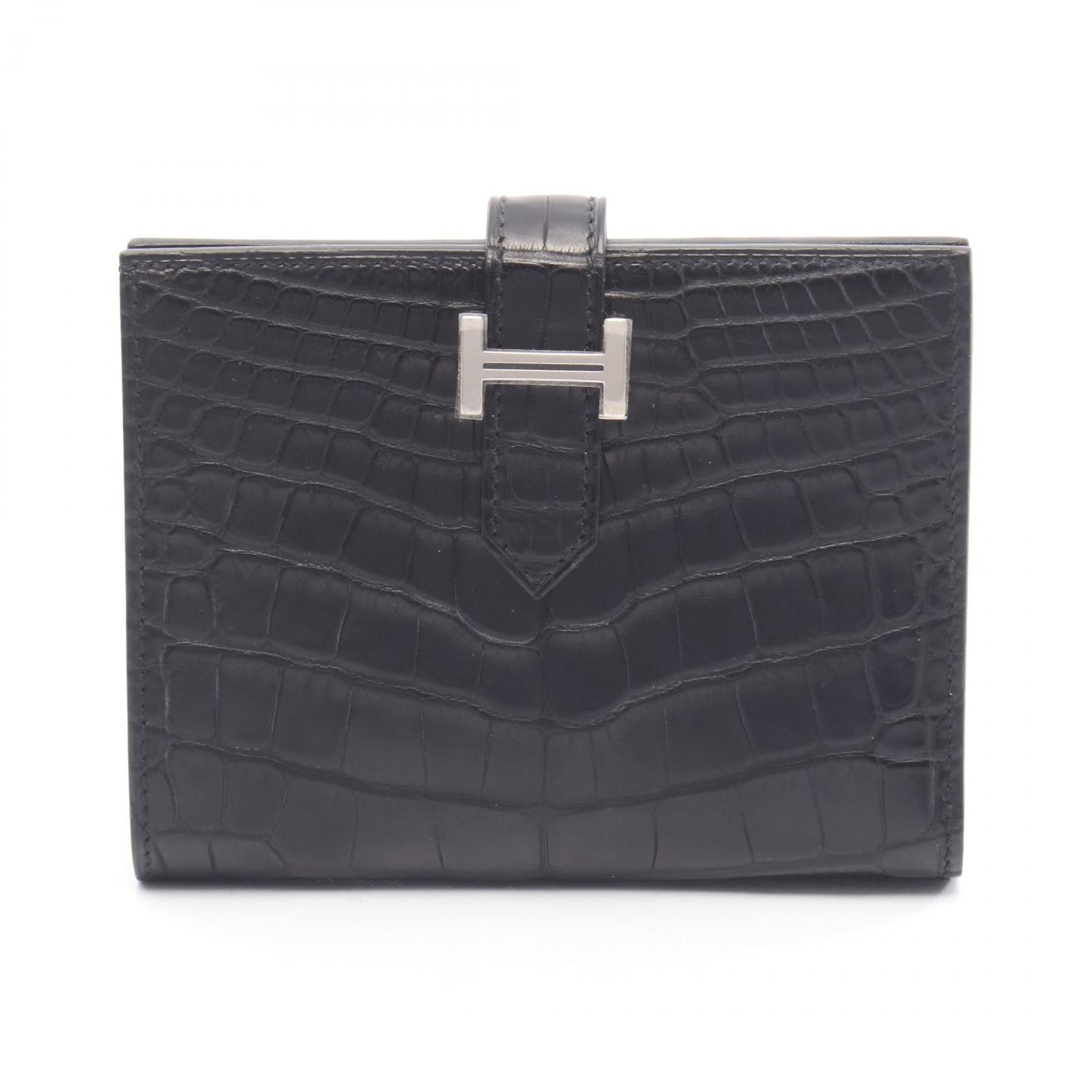 Hermes Hermes Hermes Bearn Compact Alligator Matte Wallet Leather Short Wallet Z DUTY FREE for USA Size ONE SIZE - 1 Thumbnail