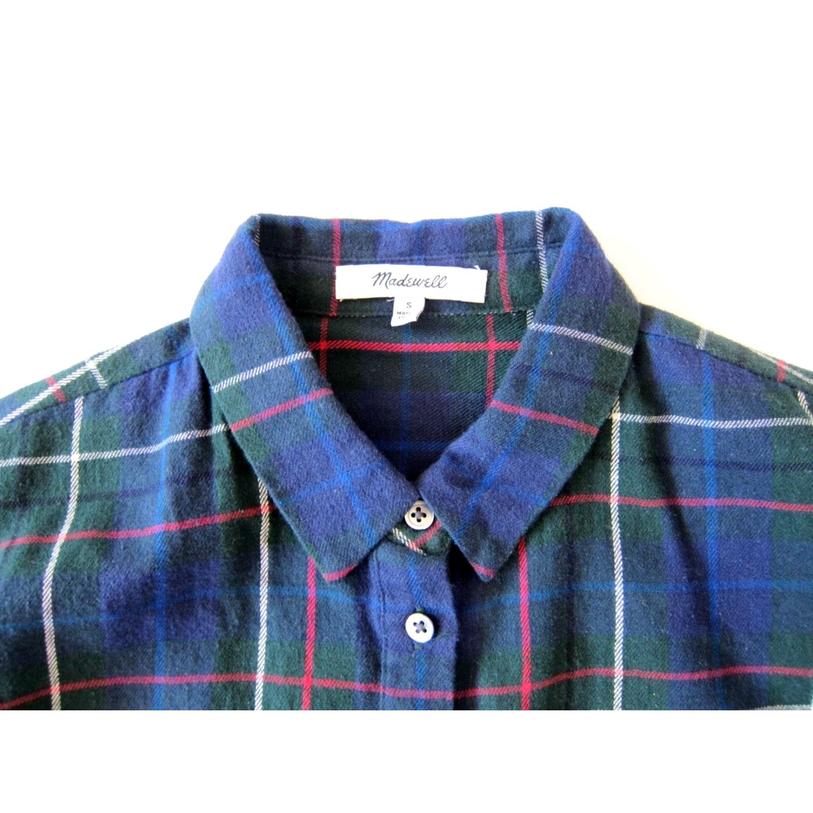 Madewell Madewell Blouse Shirt 100% Cotton Blue Green Plaid Flannel Button Down Long Sleeve S Womens Size S / US 4 / IT 40 - 3 Thumbnail