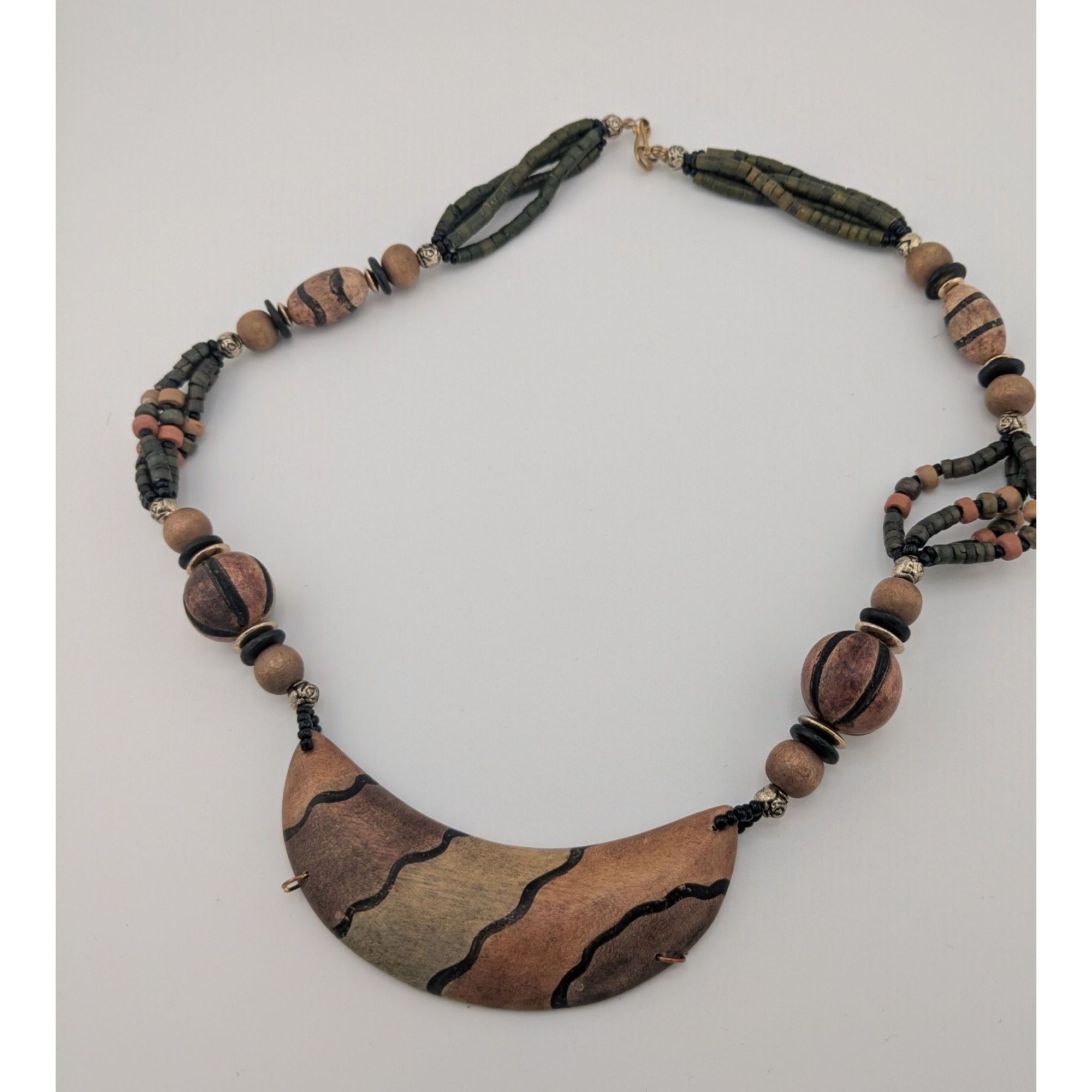 Other Vintage Tribal Hand Painted Wooden Beaded Necklace Size ONE SIZE - 6 Thumbnail