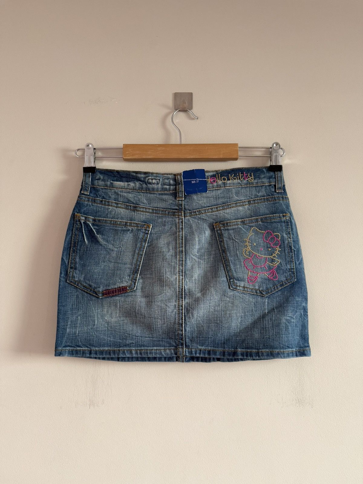 Vintage Hello Kitty Denim Mini Skirt Studded Y2K Rare Size 27" / US 4 / IT 40 - 1 Thumbnail