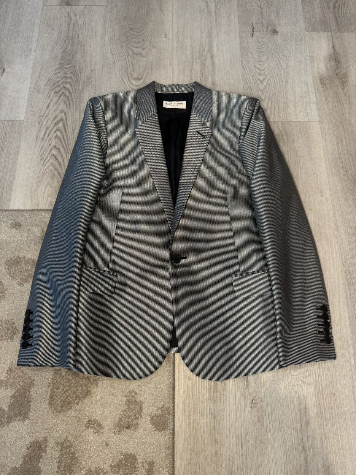 f/w 2013 black and white glitter pinstripe blazer!!