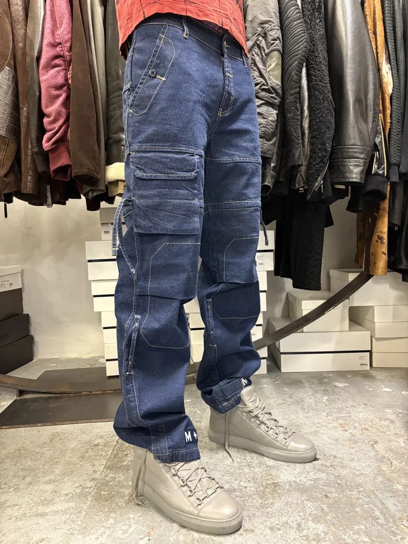 Designer × Marithe + Francois Girbaud × Vintage 2000s Marithé + François Girbaud Blue Carpenter Denim Cargo Jeans Size US 32 / EU 48 - 2 Thumbnail