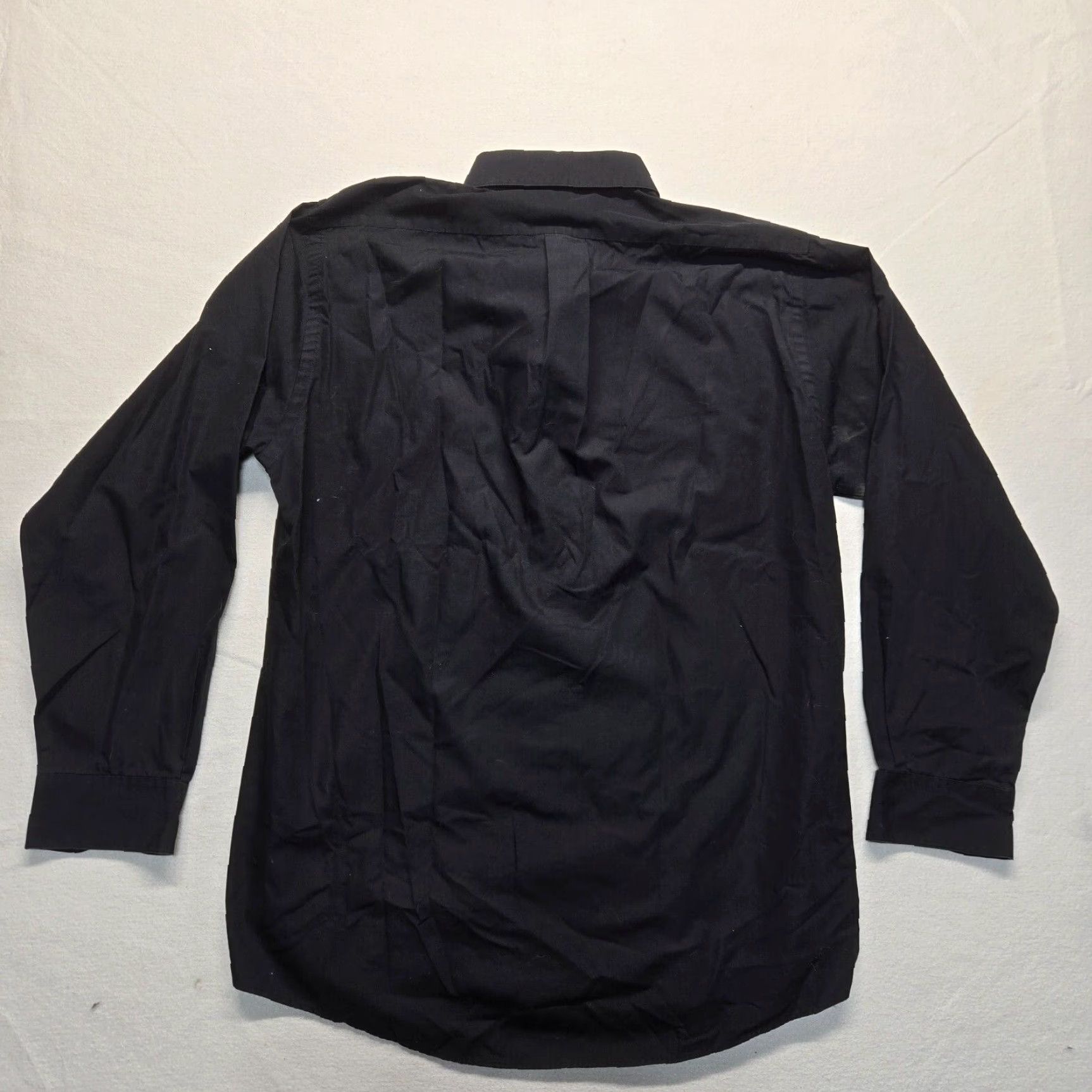 Van Heusen Van Heusen Shirt Mens 16 34/35 Black Solid Poplin Button Up Long Sleeve Casual Size US L / EU 52-54 / 3 - 7 Thumbnail
