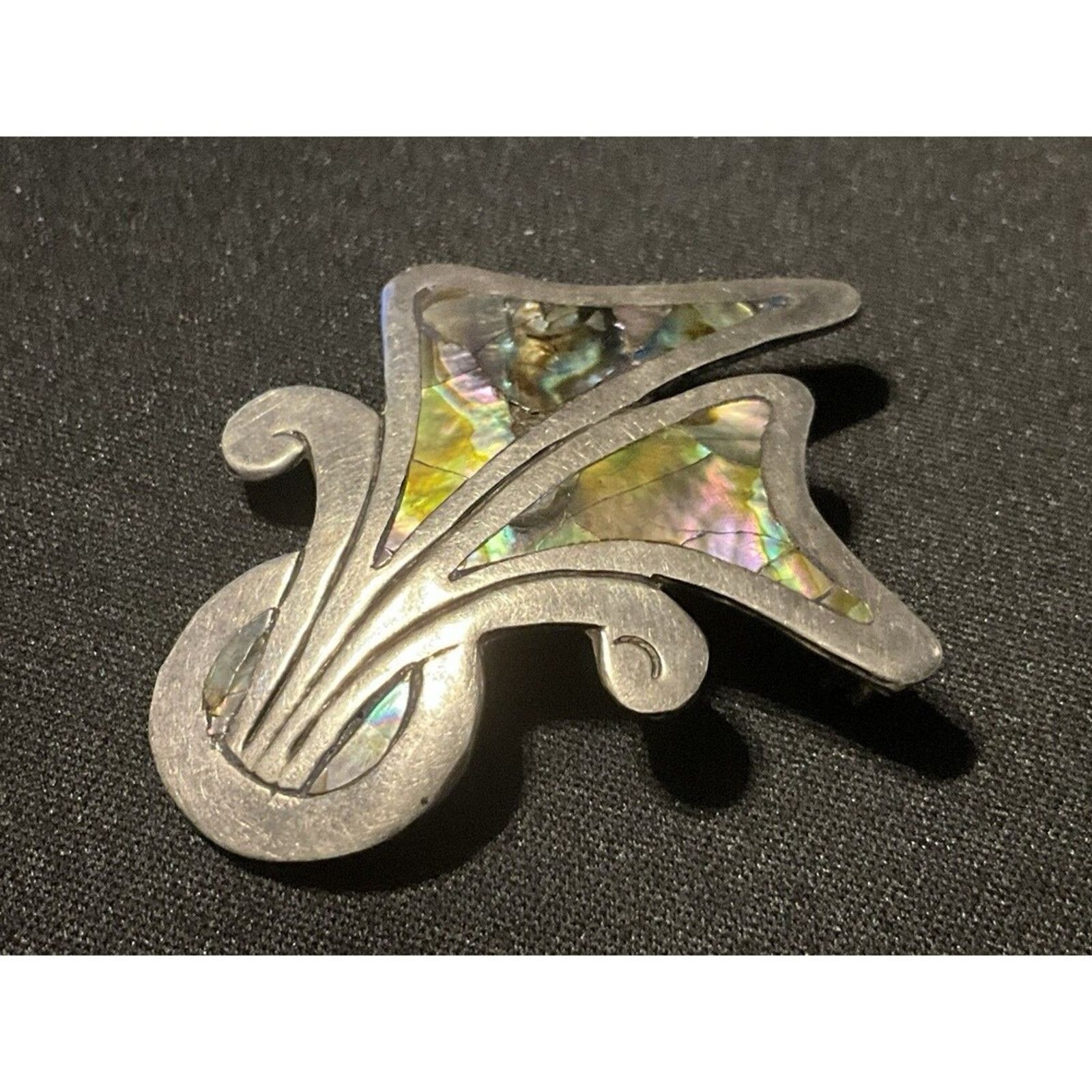 Other Vintage Sterling Mexico Abalone Brooch, Great Patina Size ONE SIZE - 3 Thumbnail