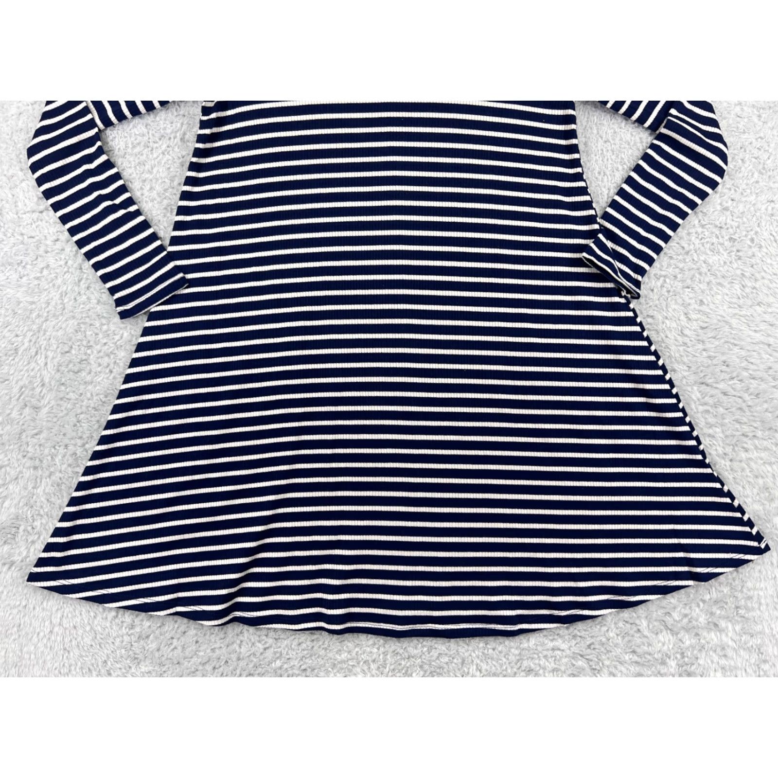 Vintage LA made Dress Womens M Blue White Striped Mini Long Sleeve Polyester Blend Size M / US 6-8 / IT 42-44 - 5 Thumbnail
