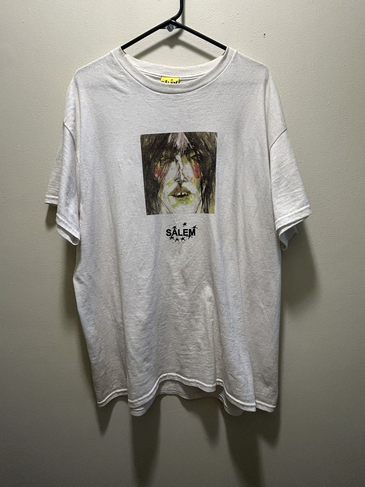 image of Drain Gang x Haunted Mound Salem John “Killer” Shirt in White, Men's (Size XL)