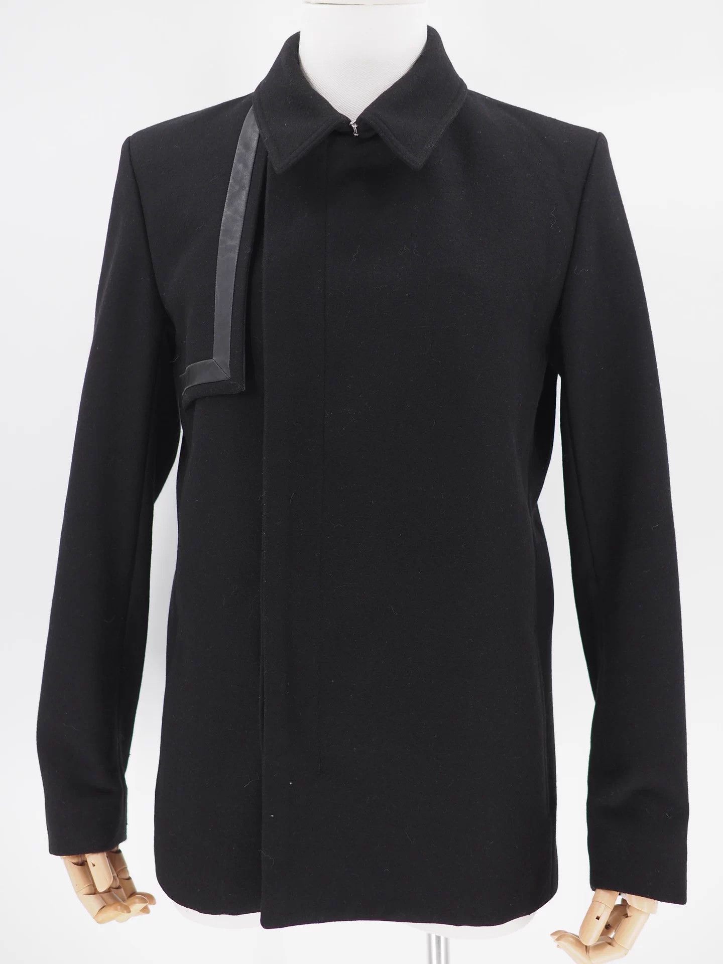 Dior DIOR Black Wool Blend Leather Trimmed Coat IT46 Size US S / EU 44-46 / 1 - 2 Thumbnail