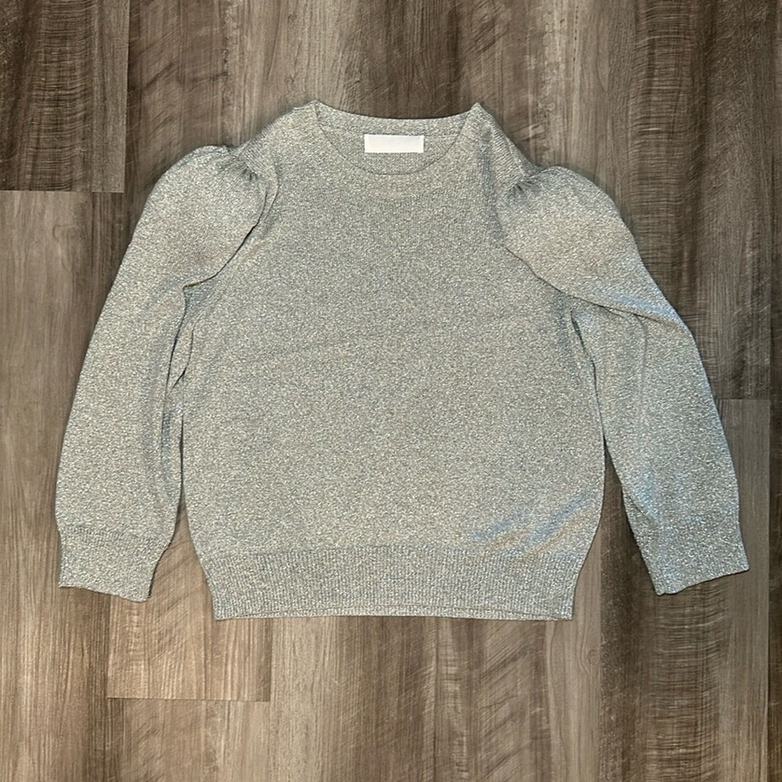 CO Co Puff Shoulder Italian Yarns Metallic Knit Sweater - Large Size L / US 10 / IT 46 - 1 Thumbnail